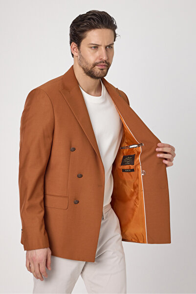 Frappoli Fatuse Ανδρικό Camel Διπλό Μπουφάν 6 τμχ 4 εποχών με μεταλλικά κουμπιά