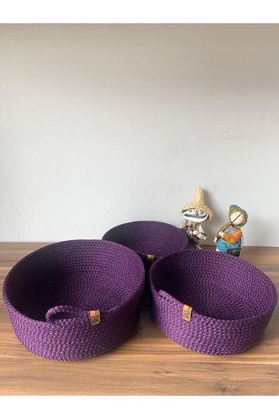 Naspar Set coș și organizator din 3 piese de culoare prune - prosop, bucătărie și baie 22x8 cm