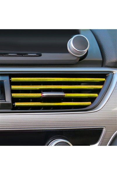 caralp Gold Car Interior Air Conditioner Ventilation Grille - Decorative Strip Trim Set