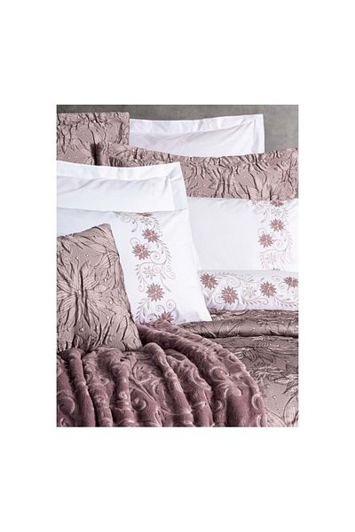 Cotton Box Platinum Theresa Powder Double Bedspread Set