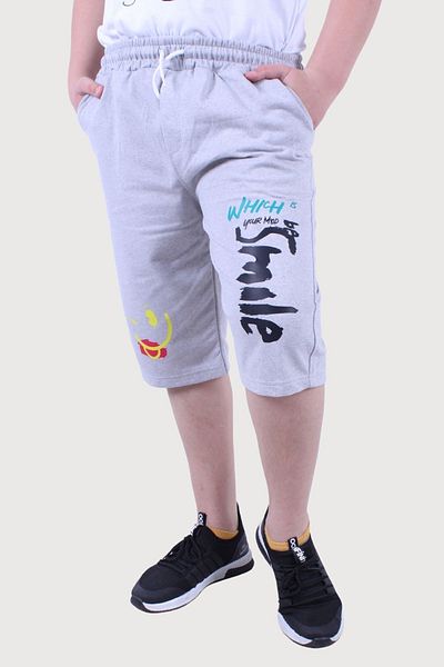 FYK KİDS BOY'S SMILING FACE PRINTED SHORTS WITH ELASTIC WAIST - BERMUDA