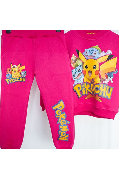 BookOrBook Pokemon Pikachu Pink 3 Thread Raster Premium Quality Kids Tracksuit Set