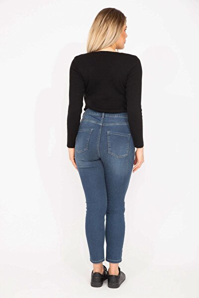 Şans Γυναικείο μεγάλου μεγέθους Navy Blue 5 τσέπες Skinny Jeans 65n35272