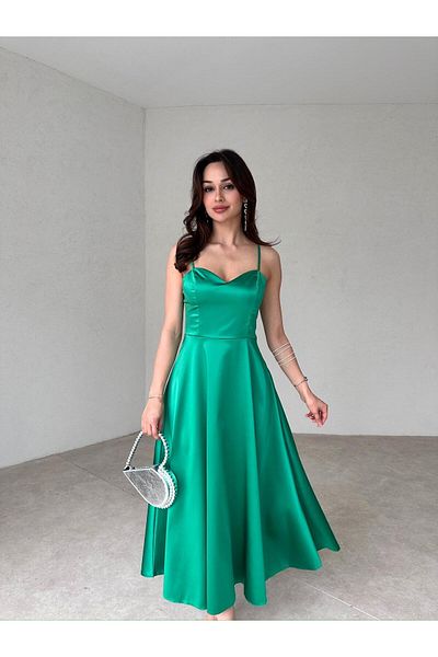 Mooi Butik WEXLER Πράσινο Midi Φόρεμα - 9046