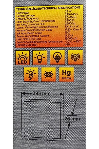 Cata ARMATÜR CATA GÜN IŞIĞI 25 Watt 30x30 Klipin Led Panel