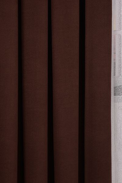 Setekshome Καφέ ίσια νησιώτικη κουρτίνα φόντου V-28 μονό φύλλο χωρίς πιέτες