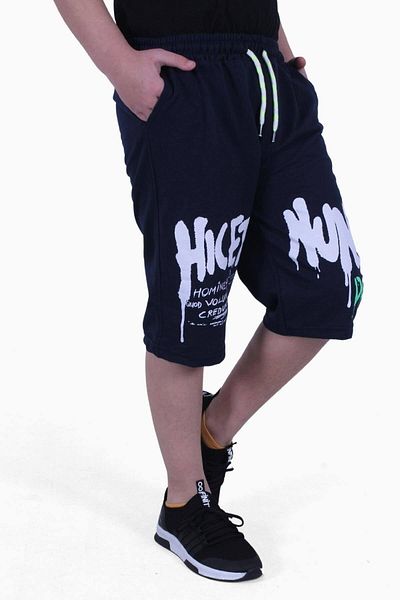 FYK KİDS Hıcet Text Printed Boy&#39;s Capri με λεπτομέρεια τσέπης