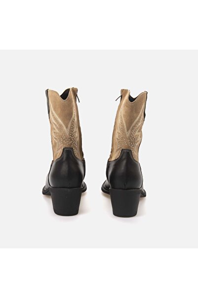 KEMAL TANCA Kadın Hakiki Deri Termo Taban Siyah-kum Western Bot