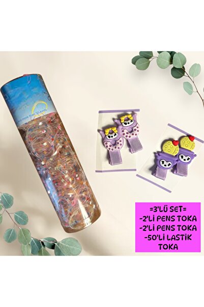 patriko tekstil KIZ ÇOCUK SAÇ AKSESUARLARI TOKA 3'LÜ TOKA SET PESNLİ LASTİK TOKA