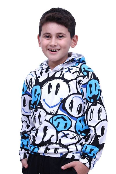FYK KİDS Hanorac unisex cu glugă cu model Smiley Face