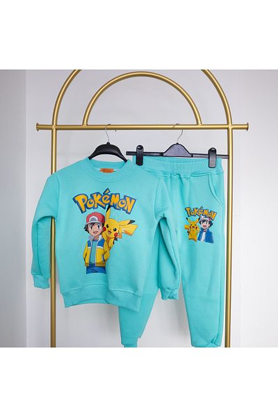 BookOrBook Pokemon Ash and Pikachu Pattern - 3 Thread Premium Raster Kids Tracksuit Set