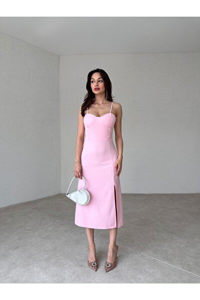 Mooi Butik Ροζ Μίντι Φόρεμα BELASCO - 9050