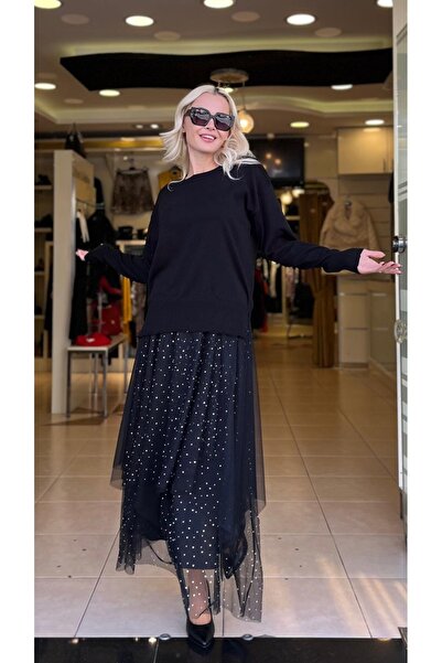 Unique С커т з тюлем і каменями