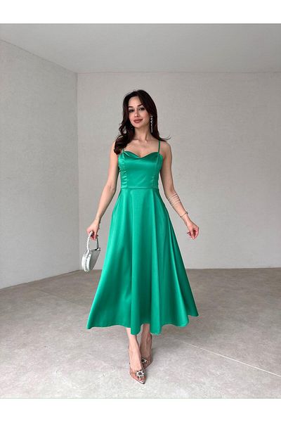 Mooi Butik WEXLER Πράσινο Midi Φόρεμα - 9046