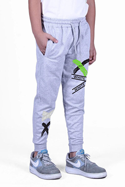 FYK KİDS 3 Lü Gri-füme-siyah, Baskılı X Collection Erkek Çocuk Eşofman Altı
