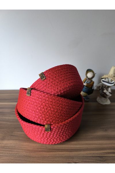 Naspar Комплект от 3 червени кошници и органайзери - за кухня и баня, 22x8 см