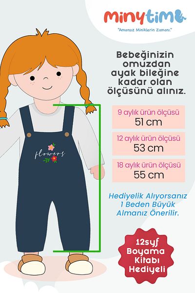 MinyTim Baby Girl Denim Salopet, 100% Cotton, 9Months, 12Months, 18Months