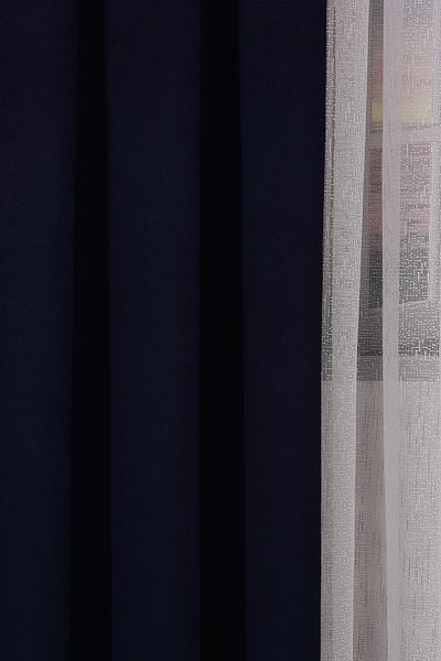 Setekshome Navy Blue Flat Island Background Curtain V-32 Single Wing 1X3 Close Pleat