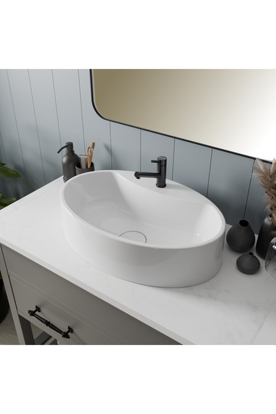 Livabo Rona 410x620x150mm Antibakteriyel Tezgah Üstü Armatür Bantlı Gizli Gid...