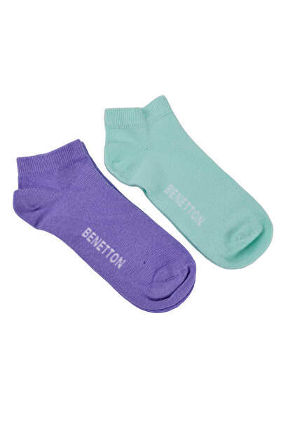 United Colors of Benetton Size 36-40 Women's Logo Embroidered Woven 2-Piece Ballerina Socks 77279