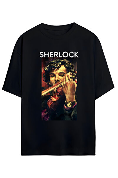 MAGORS TRICOU OVERSIZE UNISEX DE BUMBAC PROIECTAT SHERLOCK HOLMES