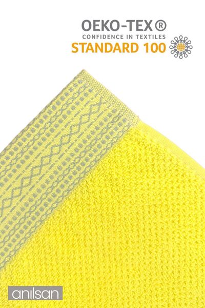 Anılsan Набір з 4 жовтих рушників - 100% бавовна, 2 рушники для рук і ванної кімнати