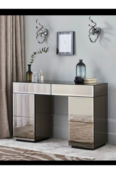 LUXURY VİLLA LUXURY BRONZ AYNALI MAKYAJ MASASI EN 110 CM DERİNLİK 45 CM YÜKSE...
