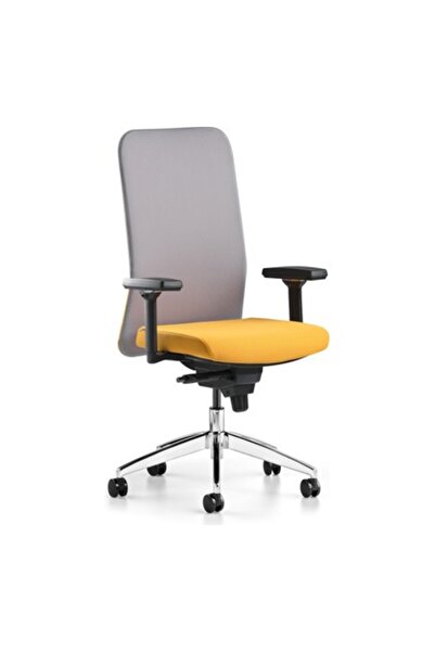 Bürotime Comfy Çalışma Koltuğu | 3D Kol | Alüminyum Ayak | Gri/sarı