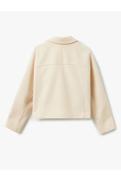 Koton Double Breasted Long Sleeve Short Stamp Jacket with Pockets