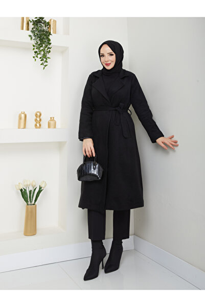 modapark.ist Γυναικείο παλτό με κασμίρ με επένδυση γιακά διπλό πέτο