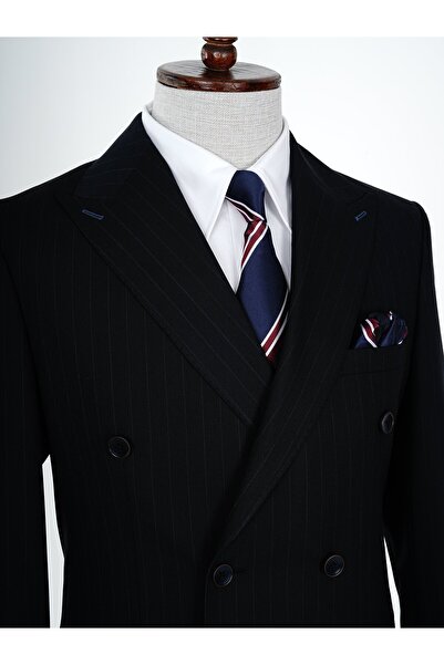 PAREZ Premium Erkek Kruvaze Takım Elbise Slim Fit İtalyan Stil Punto Dikişli Ceket Pantolon