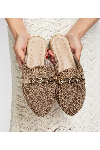 WOSSE Women's Straw Knitted Chain Buckle Comfortable Summer Home and Dower Slippers