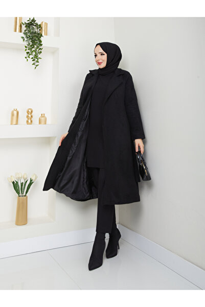 modapark.ist Γυναικείο παλτό με κασμίρ με επένδυση γιακά διπλό πέτο