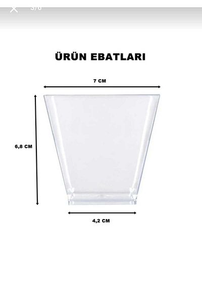 Kullanatsepetim Clear Mica Plastic Cubic Prism - 200 Cc 50 Pieces Dessert Presentation Container, Appetizer and Salad Bowl