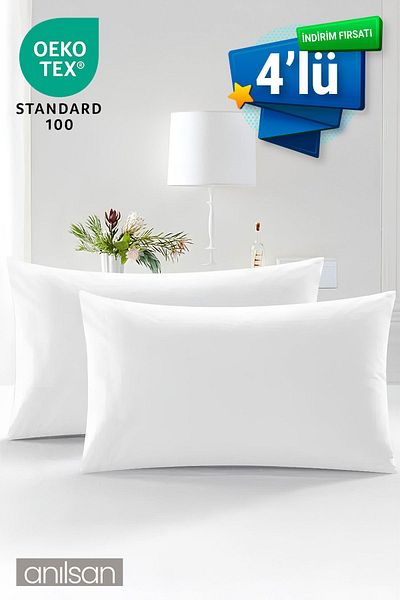 Anılsan 800gr Microfiber Antiallergic Pillow Set of 4 - 50x70cm Bead Silicone Filled