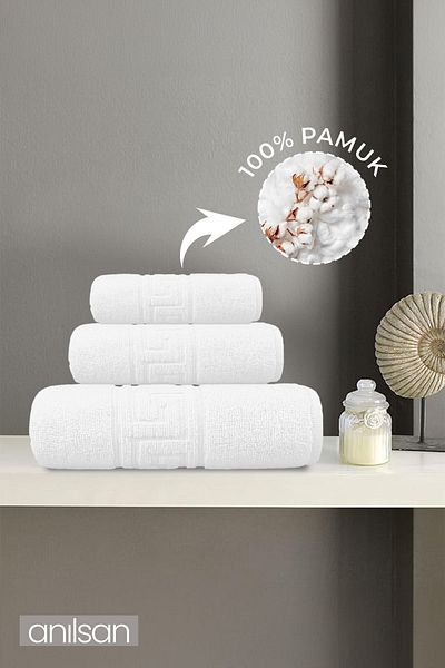 Anılsan Greek 3-Piece Towel Set - Hand, Bath and Foot Towel 70X140/50X70