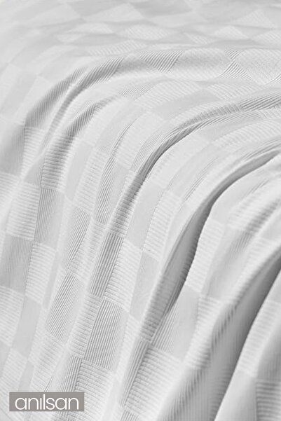 Anılsan White Checkerboard Patterned Single Pique - Soft and Durable Hotel Pique