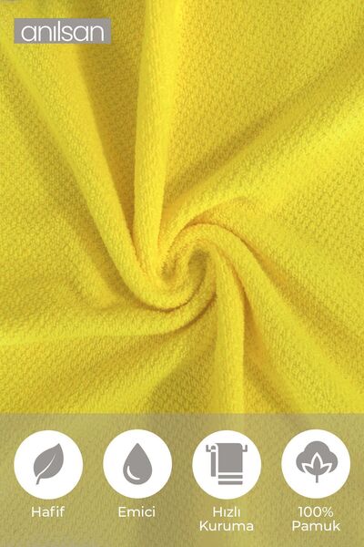 Anılsan Набір з 4 жовтих рушників - 100% бавовна, 2 рушники для рук і ванної кімнати
