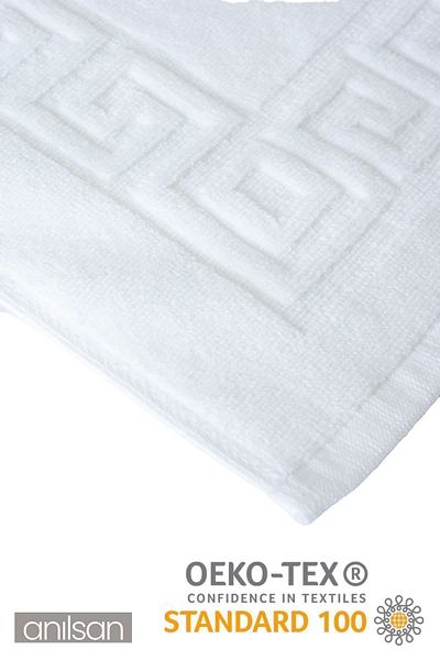 Anılsan Πετσέτα ποδιών Greek White - 50x70 cm, 245 gr, 100% βαμβάκι, χαλάκι μπάνιου Spa και ξενοδοχείου, Καθημερινή χρήση