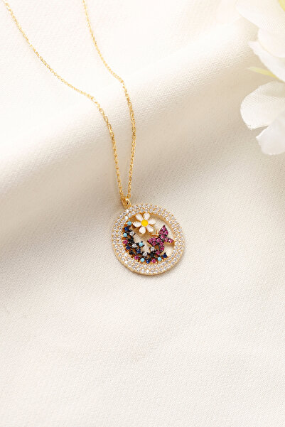 SARIASLAN Papatya Kelebekli Şans Kadın Gümüş Kolye 925 Ayar Gümüş