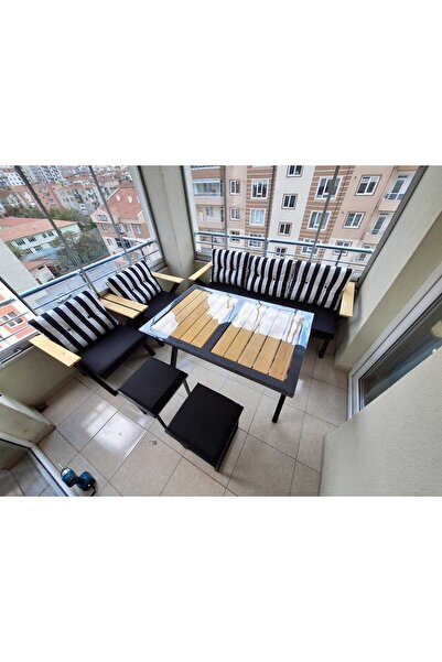 Dekoroom's Zeta 3-1-1 Masa Metal Bahçe, Balkon, Cafe Mobilyası Cappuccino