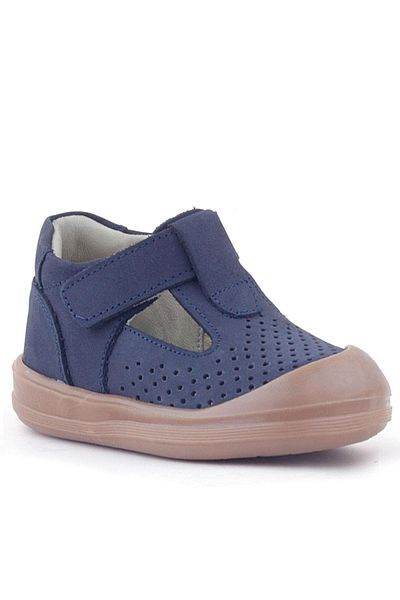 Rakerplus Shaun Genuine Leather Dark Navy Blue Velcro Anatomical Baby Sandals