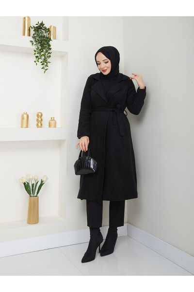 modapark.ist Γυναικείο παλτό με κασμίρ με επένδυση γιακά διπλό πέτο