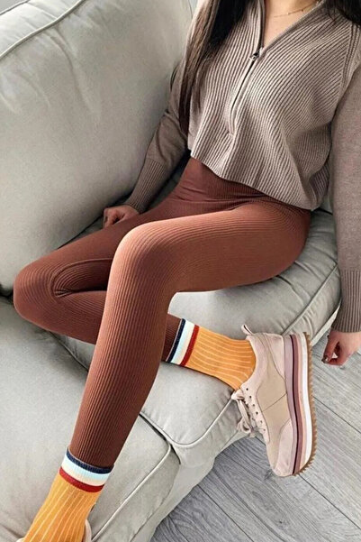 Swana Γυναικείο καφέ ψηλόμεσο κολάν χωρίς ραφές