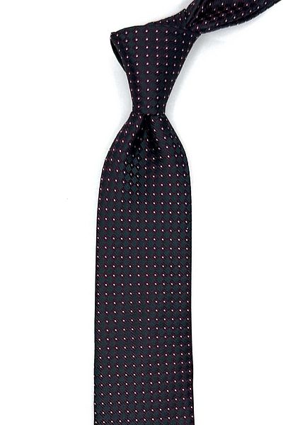 Kravatkolik Burgundy - Green Dot Pattern Slim Tie Sk7970