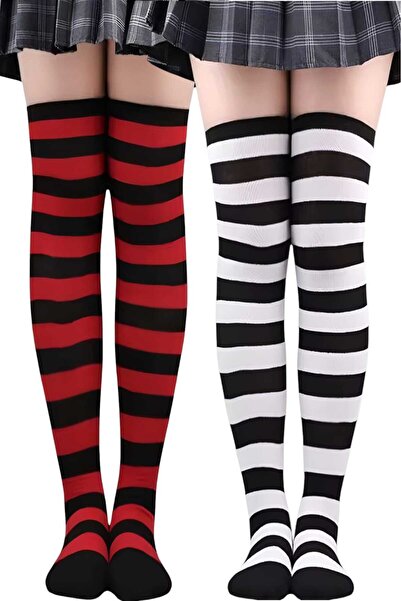 Trenderrs Women's Thick Stripe 2-Piece Knee High Socks
