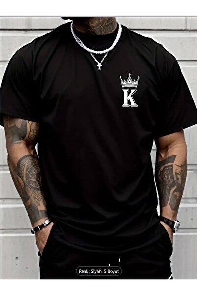 Derays Unisex tričko King Crown s potlačou Crew Neck Oversize