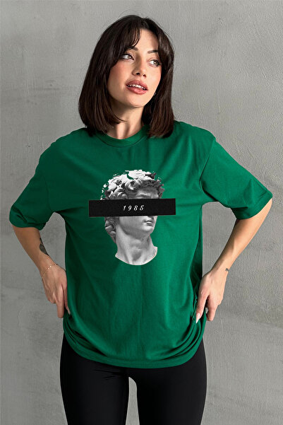 Stendhal Γυναικείο Πράσινο 1985 David Statue με στάμπα με λαιμόκοψη μεγάλου μ...