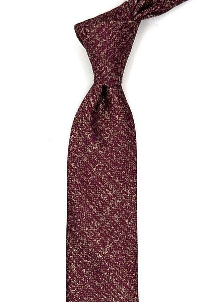 Kravatkolik Burgundy - Beige Sand Pattern Slim Tie Sk8023