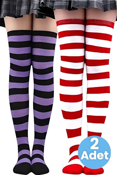 Trenderrs Women's Thick Stripe 2-Piece Knee High Socks